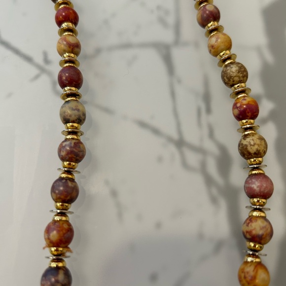 Yves St Laurent(YSL) 15” Long Beaded Necklace. Gold-Tones & Multicolored Stones - Picture 7 of 13